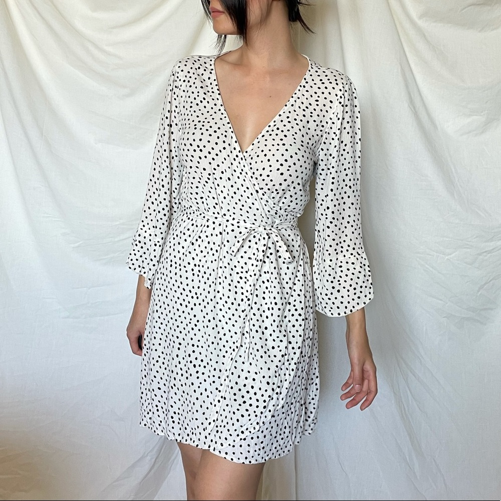 Billabong White Polkadot Wrap Dress